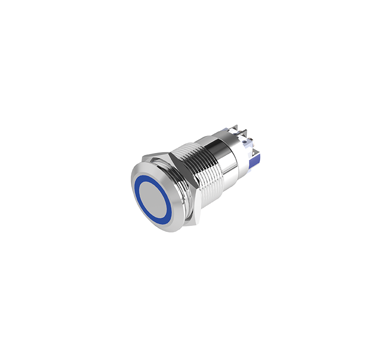 Bouton poussoir inox lumineux bleu